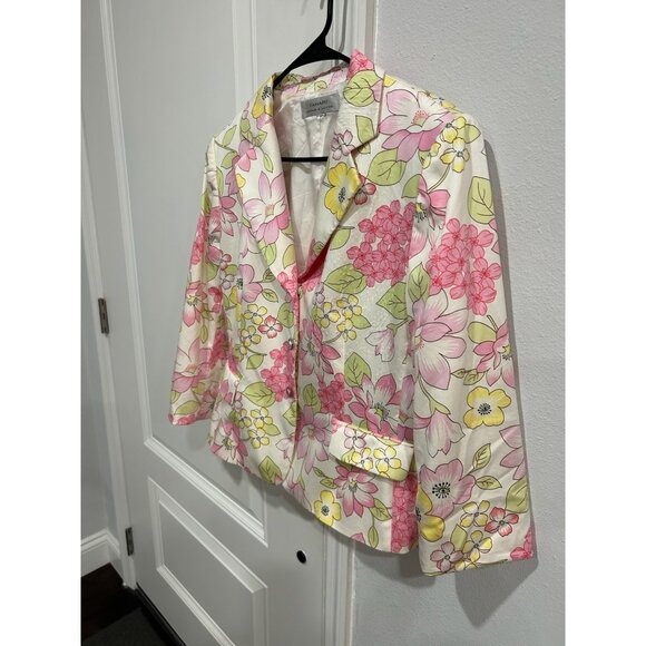 Tahari Arthur S. Levine Floral Blazer 3/4 Sleeves Button Closure Size 10 Elegant - Picture 3 of 10